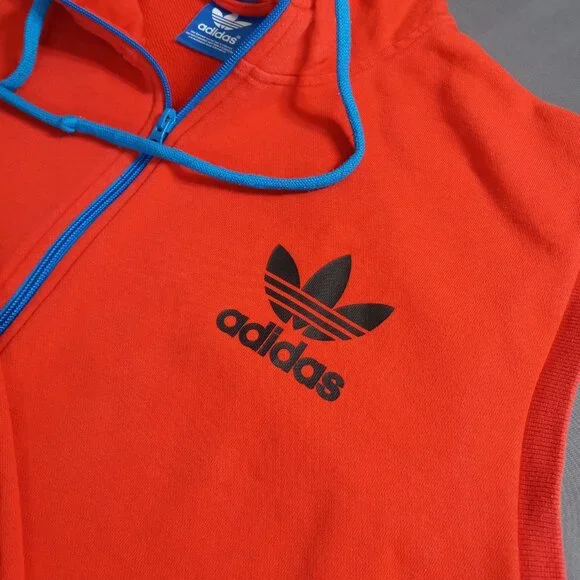 Adidas Originals Red Sleeveless Hoodie Vest (Trefoil Logo) Size XL - Picture 11 of 13